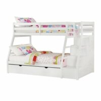 Twin Over Full White Storage Ladder And Trundle Bunk