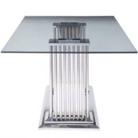 Stainless Steel Clear Glass Mirror Dining Table